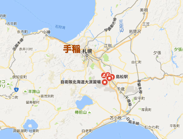 北海道　恵庭の地図